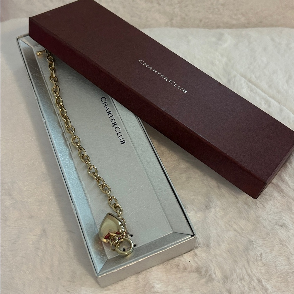 Pink Pave Puff Heart charm link bracelet NEW! - Picture 12 of 13